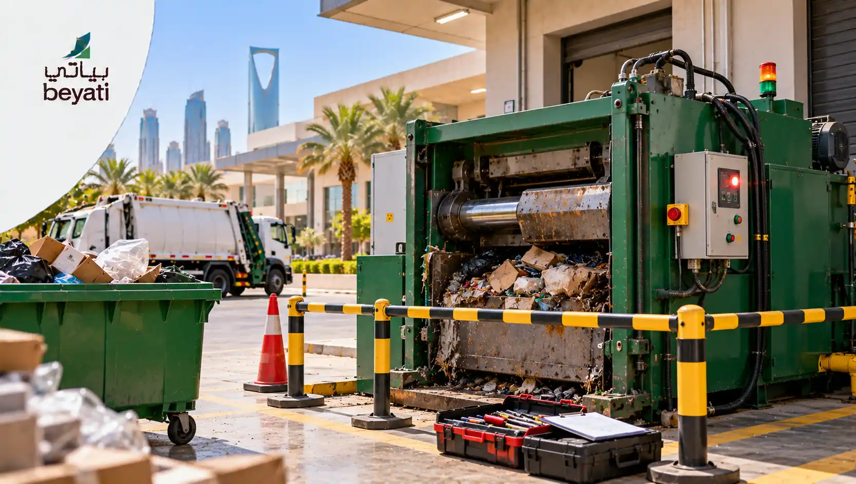 تعطل مكبس النفايات التجارية